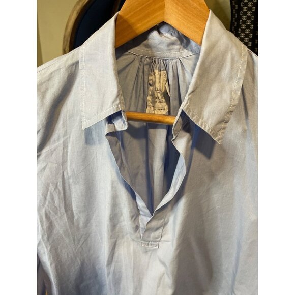 American Colors by Alex Lehr Blue V Neck Collared Long Sleeve Blouse Sz M - Picture 4 of 12